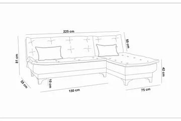 Hunterville Bäddsoffa m. Divan 4-sits - Grå - Möbler - Vardagsrum - Bäddsoffor