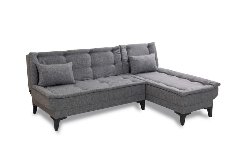 Hunterville Höger L-formad 4 sits Längsbäddad Bäddsoffa 107x225 cm i Tyg - Grå - Möbler - Vardagsrum - Bäddsoffor