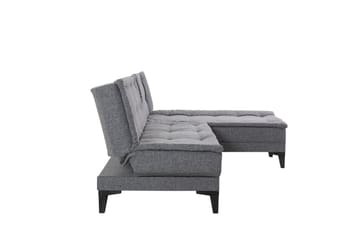 Hunterville Höger L-formad 4 sits Längsbäddad Bäddsoffa 107x225 cm i Tyg - Grå - Möbler - Vardagsrum - Bäddsoffor