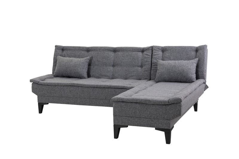 Hunterville Höger L-formad 4 sits Längsbäddad Bäddsoffa 107x225 cm i Tyg - Grå - Möbler - Vardagsrum - Bäddsoffor