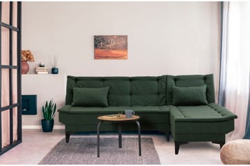 Hunterville Höger L-formad Längsbäddad Bäddsoffa 107x225 cm i Tyg - Grön - Möbler - Vardagsrum - Bäddsoffor
