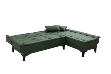 Hunterville Höger L-formad Längsbäddad Bäddsoffa 107x225 cm i Tyg - Grön - Möbler - Vardagsrum - Bäddsoffor