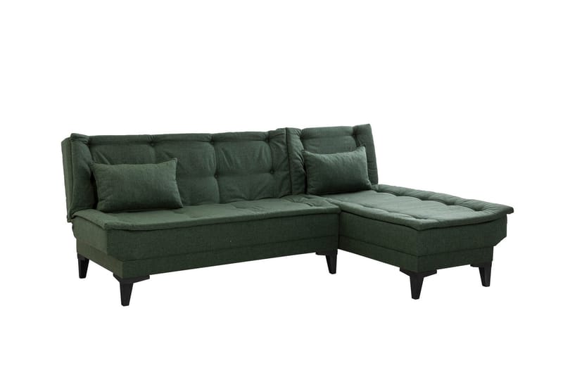 Hunterville Höger L-formad Längsbäddad Bäddsoffa 107x225 cm i Tyg, Grön