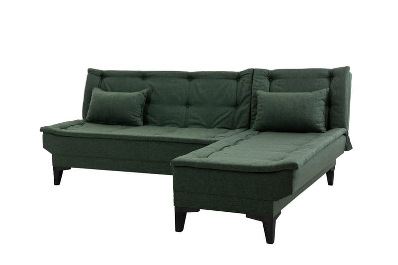 Hunterville Höger L-formad Längsbäddad Bäddsoffa 107x225 cm i Tyg - Grön - Möbler - Vardagsrum - Bäddsoffor