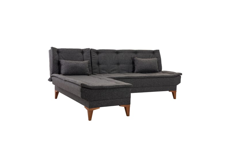 Hunterville Vänster L-formad Längsbäddad Bäddsoffa 107x225 cm i Tyg - Antracit - Möbler - Vardagsrum - Bäddsoffor