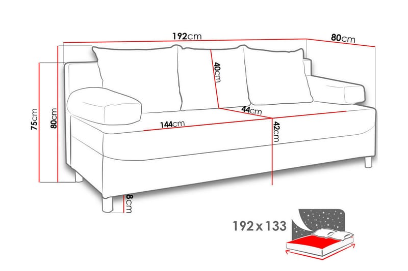 HUVEHULTÖ Bäddsoffa 192x80x80 cm - Svart - Möbler - Vardagsrum - Bäddsoffor