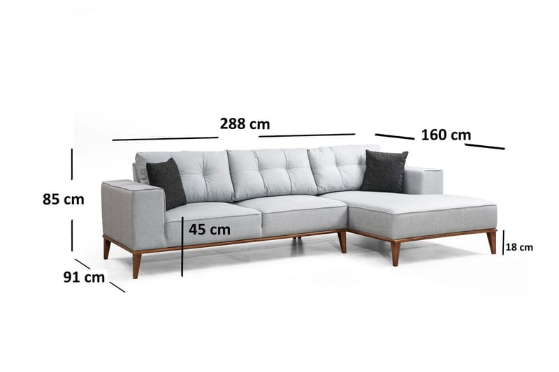 IMMEDIATO Bäddsoffa med Divan Höger Grå - Möbler - Vardagsrum - Bäddsoffor