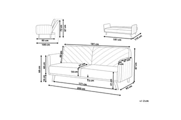 Induja 3-sits Bäddsoffa - Sammet/Beige - Möbler - Vardagsrum - Bäddsoffor