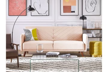 Induja 3-sits Bäddsoffa - Sammet/Beige - Möbler - Vardagsrum - Bäddsoffor