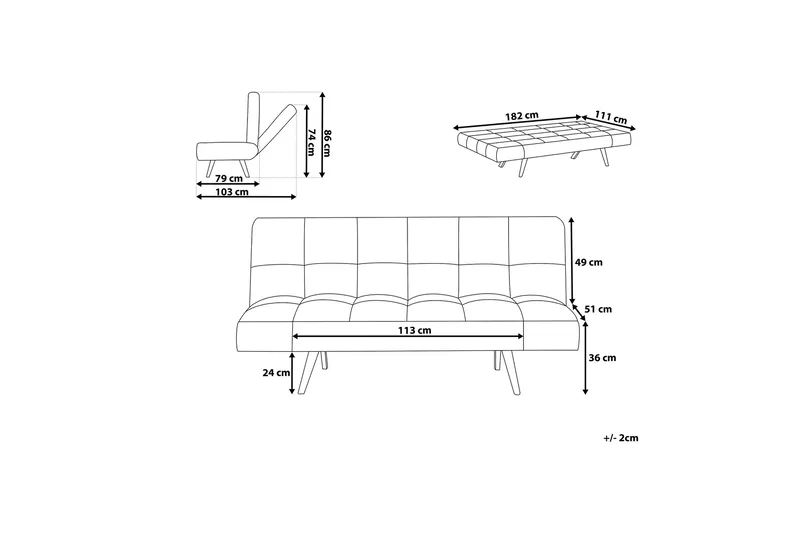 Ingaro Bäddsoffa 182 cm - Beige - Möbler - Vardagsrum - Bäddsoffor