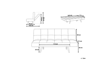 Ingaro Bäddsoffa 182 cm - Grå - Möbler - Vardagsrum - Bäddsoffor