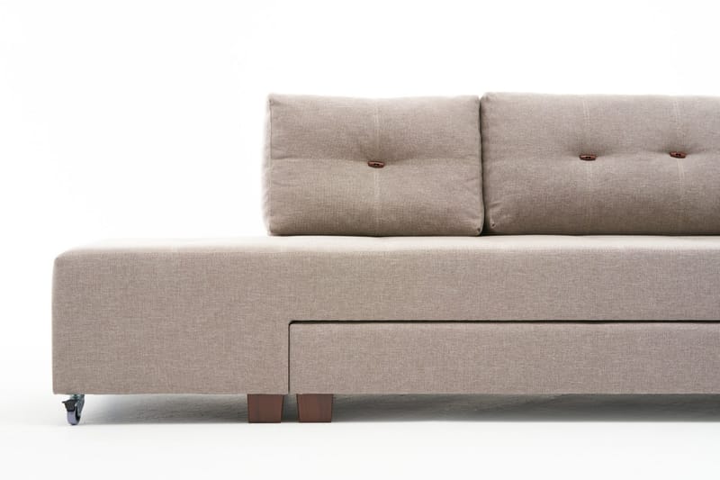 IRELAND Schäslongbäddsoffa Vänster Krämvit/Svart - Beige - Möbler - Vardagsrum - Bäddsoffor