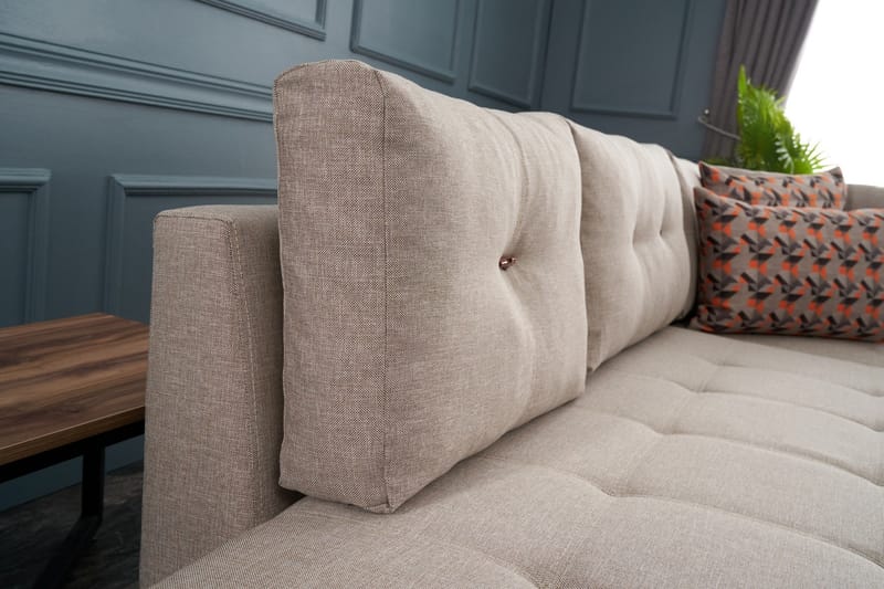 IRELAND Schäslongbäddsoffa Vänster Krämvit/Svart - Beige - Möbler - Vardagsrum - Bäddsoffor