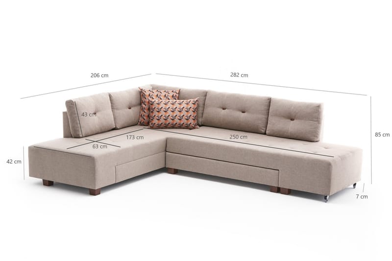IRELAND Schäslongbäddsoffa Vänster Krämvit/Svart - Beige - Möbler - Vardagsrum - Bäddsoffor