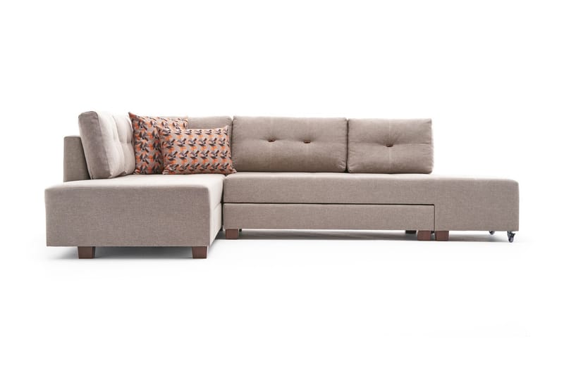 IRELAND Schäslongbäddsoffa Vänster Krämvit/Svart, Beige