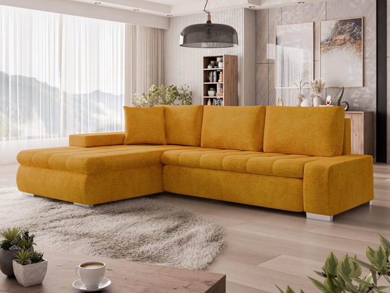 Irja 4-sits Bäddsoffa med divan Vänstervänd - gul - Möbler - Vardagsrum - Bäddsoffor - Hörnbäddsoffa