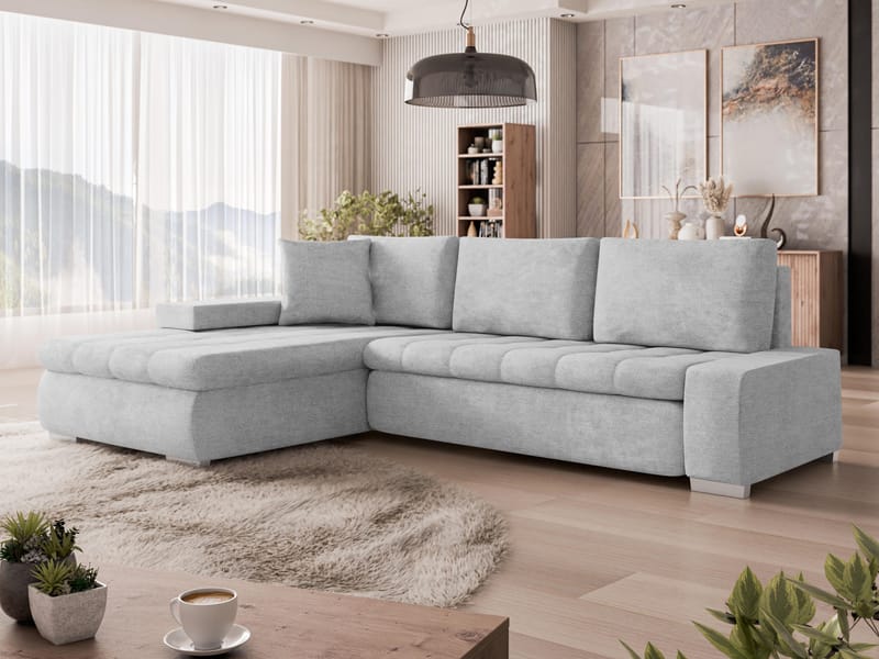 Irja 4-sits Bäddsoffa med divan Vänstervänd - Ljusgrå - Möbler - Vardagsrum - Bäddsoffor - Hörnbäddsoffa