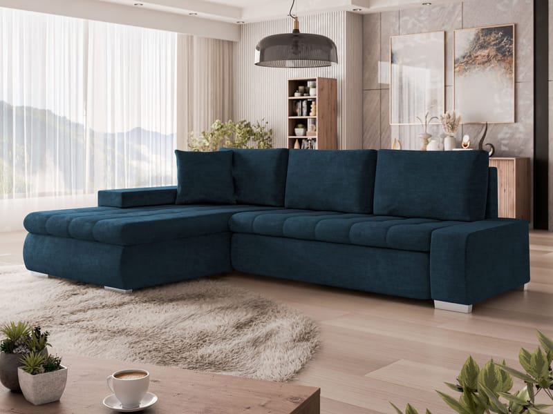 Irja 4-sits Bäddsoffa med divan Vänstervänd - Mörkblå - Möbler - Vardagsrum - Bäddsoffor - Hörnbäddsoffa