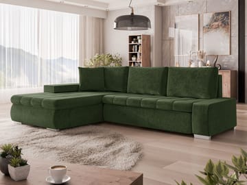 Irja 4-sits Bäddsoffa med divan Vänstervänd - Mörkgrön - Möbler - Vardagsrum - Bäddsoffor - Hörnbäddsoffa
