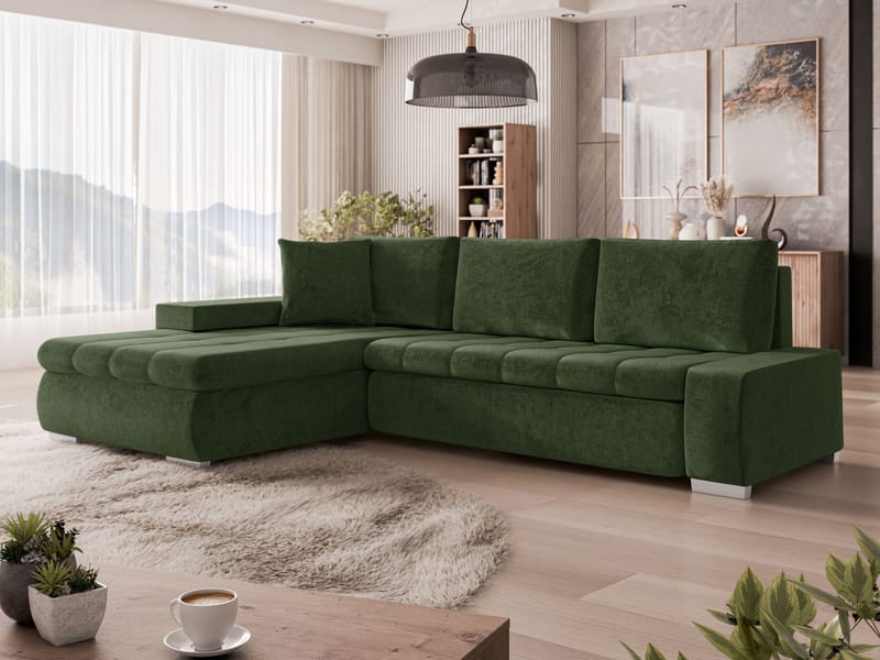 Irja 4-sits Bäddsoffa med divan Vänstervänd - Mörkgrön - Möbler - Vardagsrum - Bäddsoffor - Hörnbäddsoffa