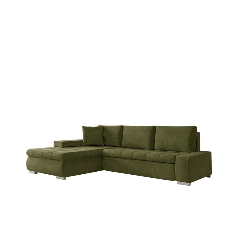 Irja 4-sits Bäddsoffa med divan Vänstervänd, Olivgrön