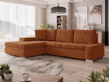 Irja 4-sits Bäddsoffa med divan Vänstervänd - Rödbrun - Möbler - Vardagsrum - Bäddsoffor - Hörnbäddsoffa