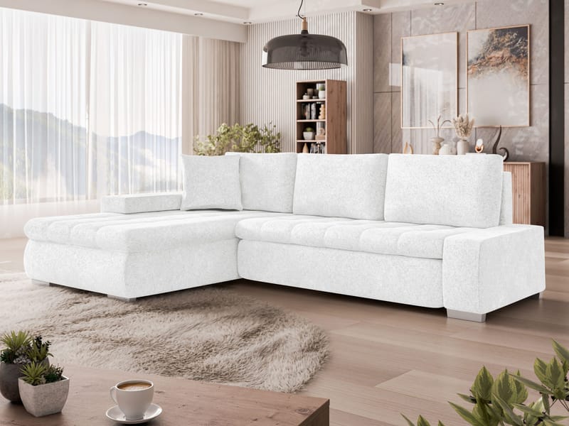 Irja 4-sits Bäddsoffa med divan Vänstervänd - Vit - Möbler - Vardagsrum - Bäddsoffor - Hörnbäddsoffa