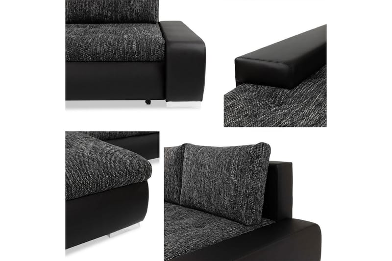 Irja Bäddsoffa med Divan 3-sits i Plysch - Grå - Möbler - Vardagsrum - Bäddsoffor