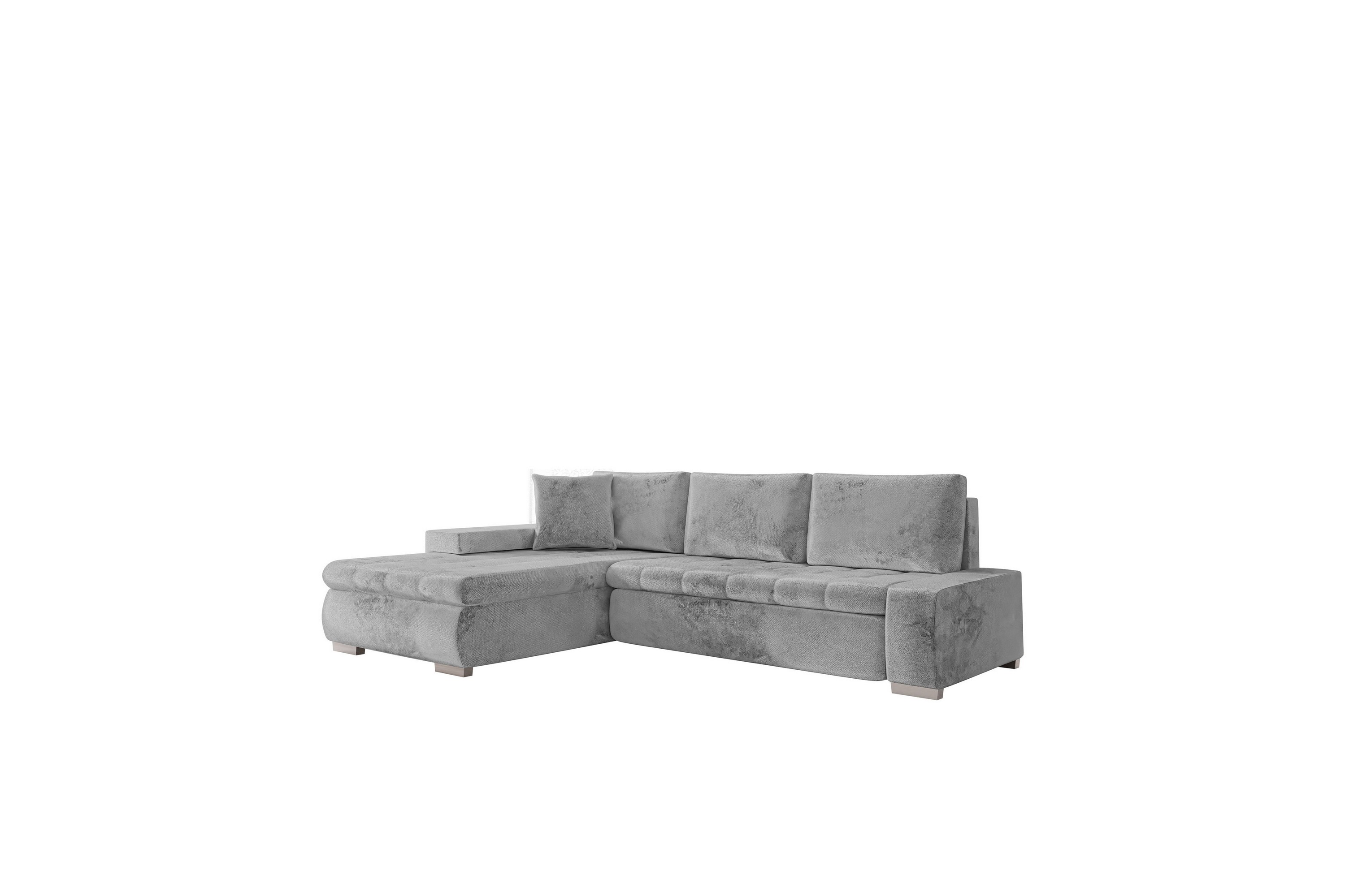 irja bäddsoffa med divan 3-sits i plysch - grå