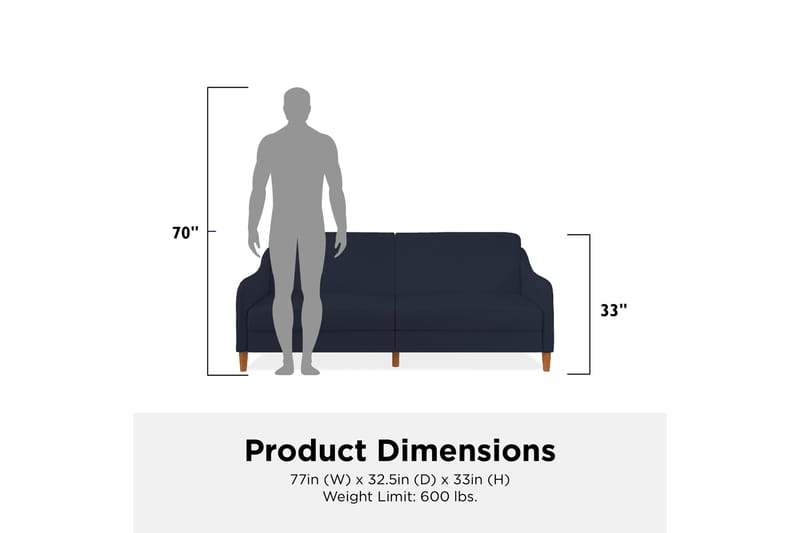 Jasper 2-sits Bäddsoffa Marinblå - Dorel Home - Möbler - Vardagsrum - Bäddsoffor
