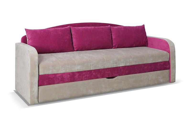 JELLON Bäddsoffa 208x76x86 cm - Rosa - Bäddsoffor - 3-sits bäddsoffa