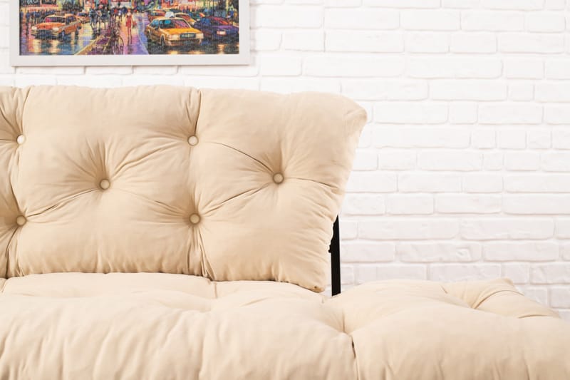 Jenica 2-sits Fällbar Bäddsoffa i Tyg med Metallben - Beige - Möbler - Vardagsrum - Bäddsoffor
