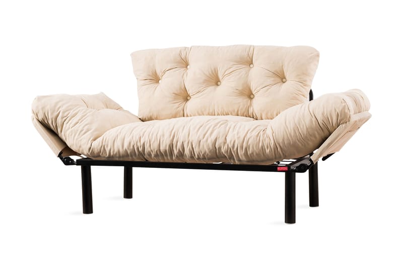 Jenica 2-sits Fällbar Bäddsoffa i Tyg med Metallben, Beige