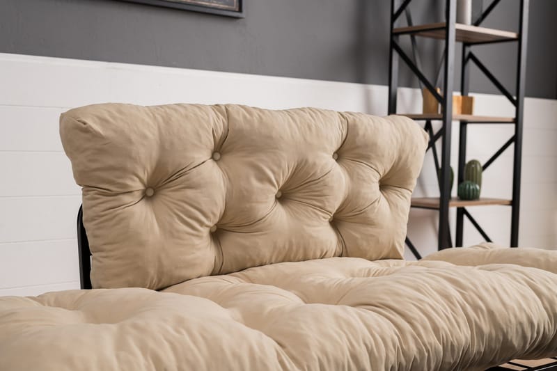 Jenica 2-sits Fällbar Bäddsoffa i Tyg med Metallben - Beige - Möbler - Vardagsrum - Bäddsoffor