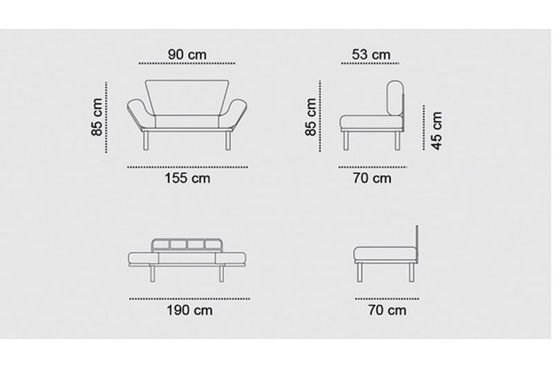 Jenica 2-sits Fällbar Bäddsoffa i Tyg med Metallben - Beige - Möbler - Vardagsrum - Bäddsoffor