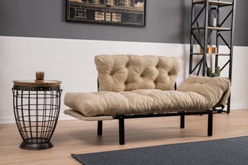 Jenica 2-sits Fällbar Bäddsoffa i Tyg med Metallben - Beige - Möbler - Vardagsrum - Bäddsoffor