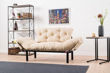 Jenica 2-sits Fällbar Bäddsoffa i Tyg med Metallben - Beige - Möbler - Vardagsrum - Bäddsoffor