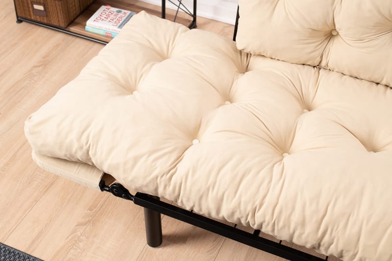 Jenica 2-sits Fällbar Bäddsoffa i Tyg med Metallben - Beige - Möbler - Vardagsrum - Bäddsoffor