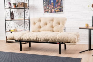 Jenica 2-sits Fällbar Bäddsoffa i Tyg med Metallben - Beige - Möbler - Vardagsrum - Bäddsoffor