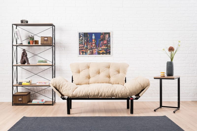 Jenica 2-sits Fällbar Bäddsoffa i Tyg med Metallben - Beige - Möbler - Vardagsrum - Bäddsoffor