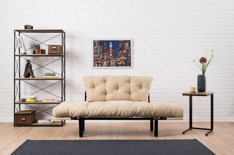 Jenica 2-sits Fällbar Bäddsoffa i Tyg med Metallben - Beige - Möbler - Vardagsrum - Bäddsoffor