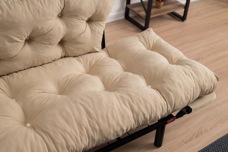 Jenica 2-sits Fällbar Bäddsoffa i Tyg med Metallben - Beige - Möbler - Vardagsrum - Bäddsoffor