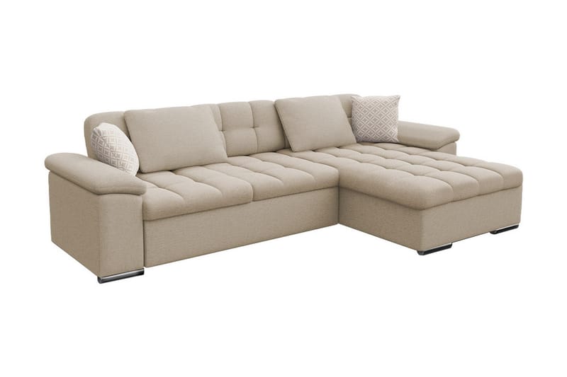 JINIMU Bäddsoffa m. Divan Förvaring 3-sits 227x129 Beige - Möbler - Vardagsrum - Bäddsoffor