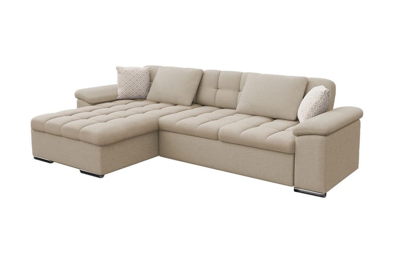 JINIMU Bäddsoffa m. Divan Förvaring 3-sits 227x129 Beige - Möbler - Vardagsrum - Bäddsoffor