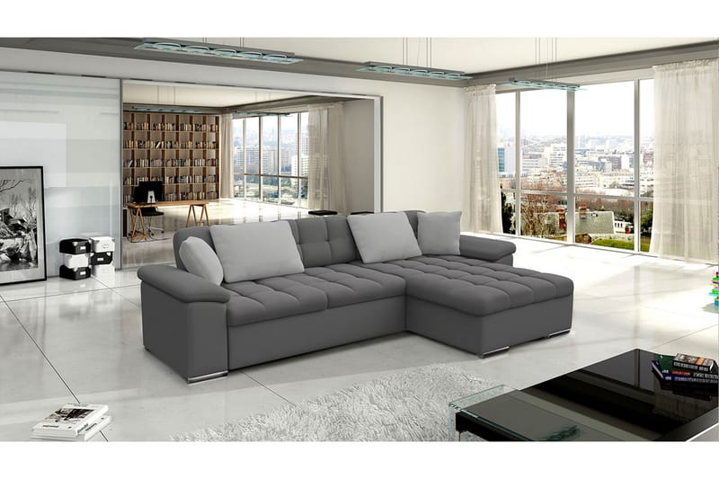 JINIMU Bäddsoffa m. Divan Förvaring 3-sits 227x129 Grå - Möbler - Vardagsrum - Bäddsoffor
