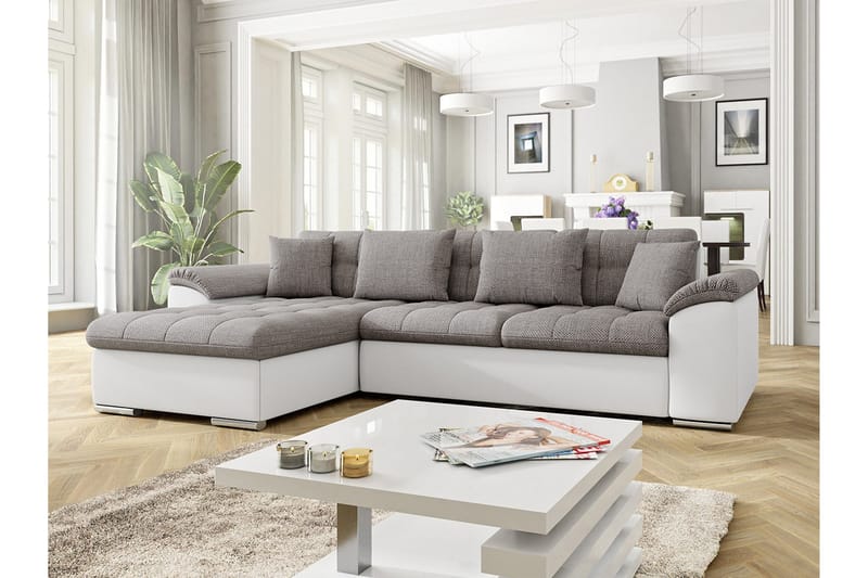 JINIMU Divanbäddsoffa 280x160x76 cm - Grå/Vit - Möbler - Vardagsrum - Bäddsoffor