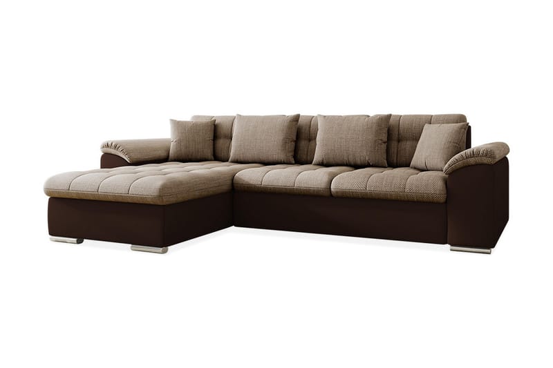 JINIMU Divanbäddsoffa 4-sits Konstläder Vänster Beige/Brun - Beige/Brun - Bäddsoffor - Bäddsoffa divan