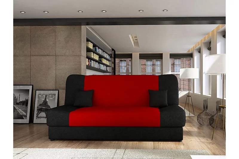 Jonas Bäddsoffa 195x87x86 cm - Röd/svart - Möbler - Vardagsrum - Bäddsoffor