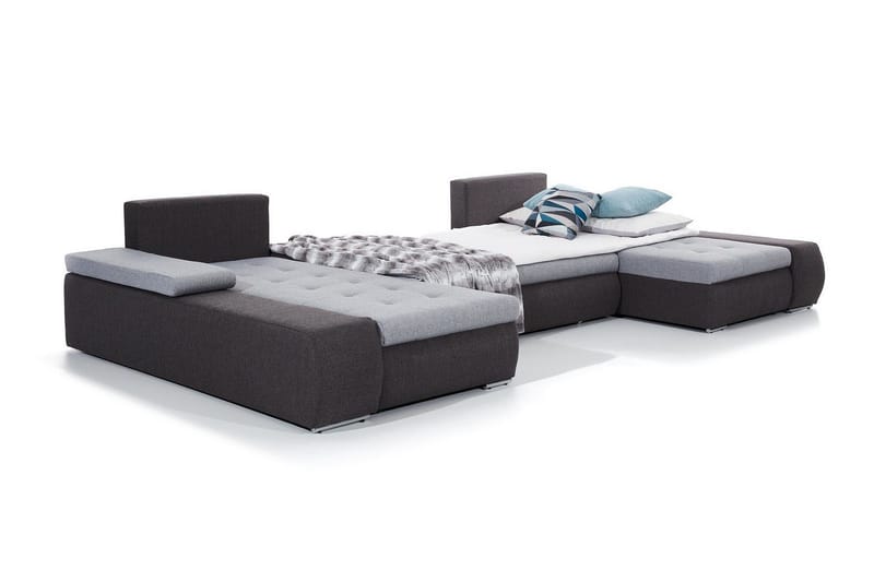 Jurtiga 4-sits U-formad Bäddsoffa 122x297 cm med Förvaring i Tyg - Grå - Möbler - Vardagsrum - Bäddsoffor - U bäddsoffa