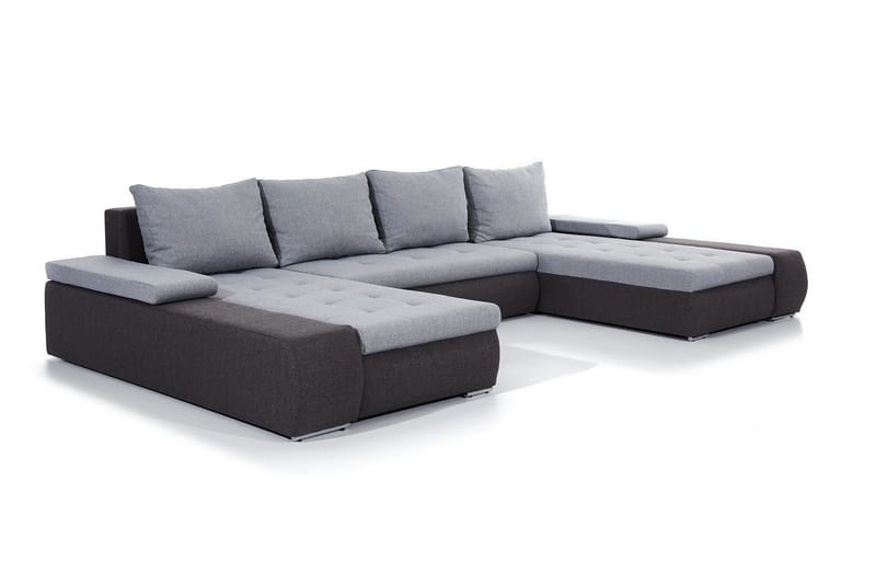 Jurtiga 4-sits U-formad Bäddsoffa 122x297 cm med Förvaring i Tyg - Grå - Möbler - Vardagsrum - Bäddsoffor - U bäddsoffa